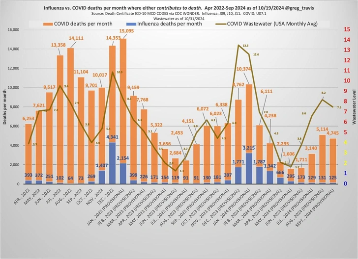 За месяц в США от ковида умерло в 38 раз больше людей, чем от гриппа. Что происходит в России?